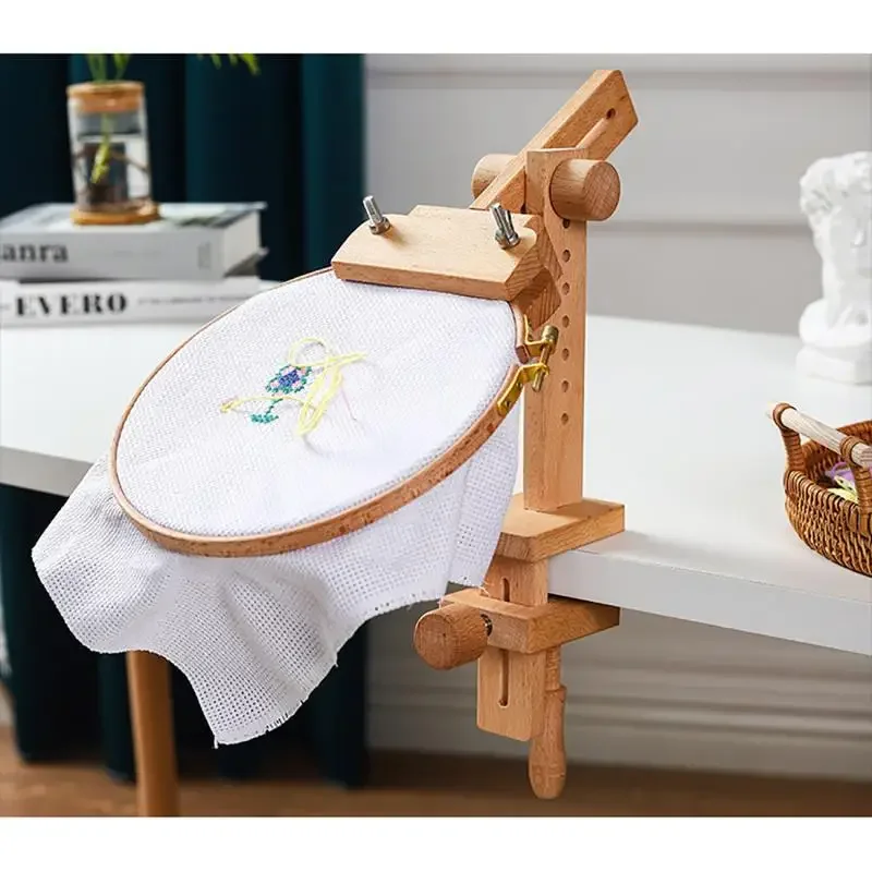 Embroidery Hoop Kit - 360° Rotation Adjustable Desktop Wooden Embroidery