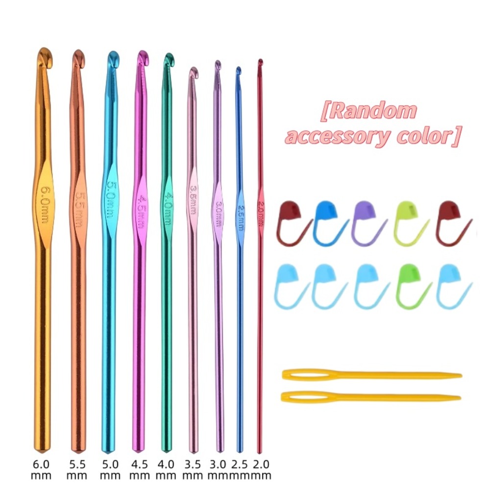 Crochet Hook Set - 21Pcs Colorful Aluminum Crochet Hooks Set
