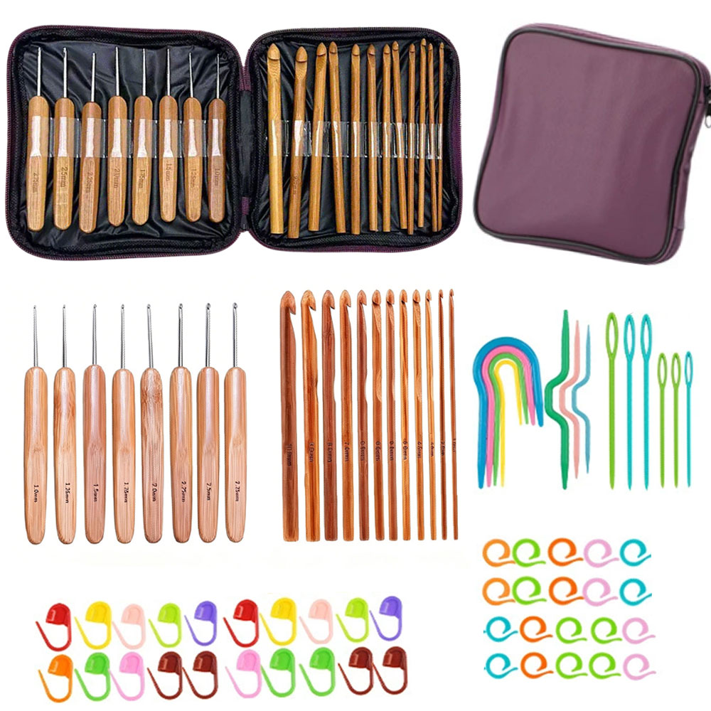 74pcs Bamboo Crochet Hooks Set - Crochet Hook Set 评论和价格
