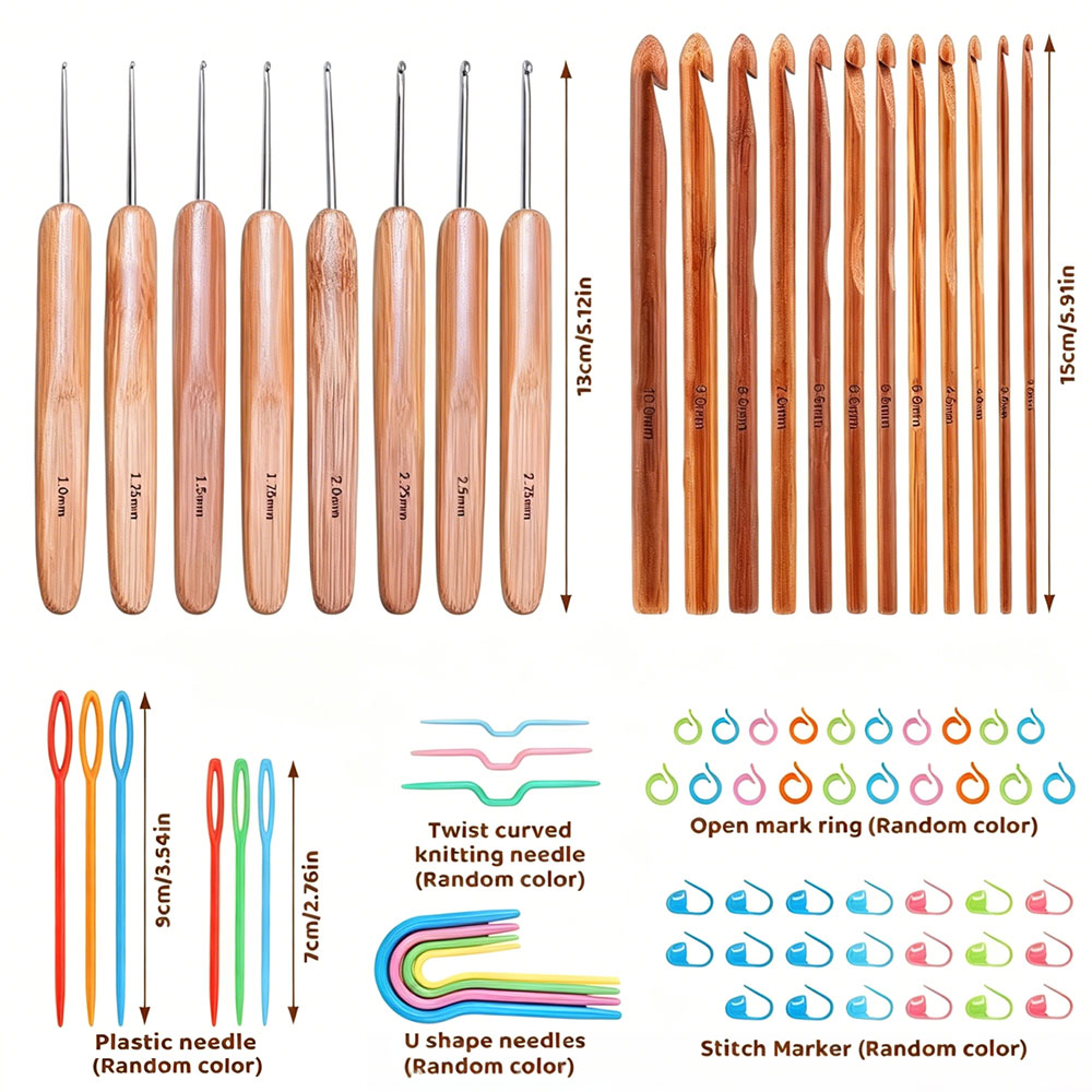 74pcs Bamboo Crochet Hooks Set - Crochet Hook Set 评论和价格