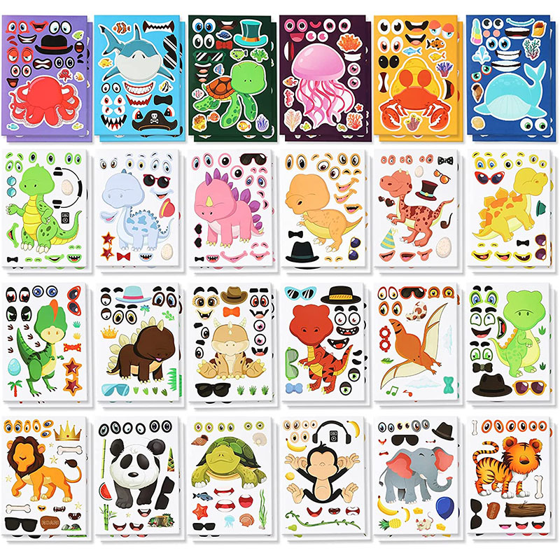 12/24 Sheets Make a Face Stick - Art And Craft Zoo Animals 评论和价格