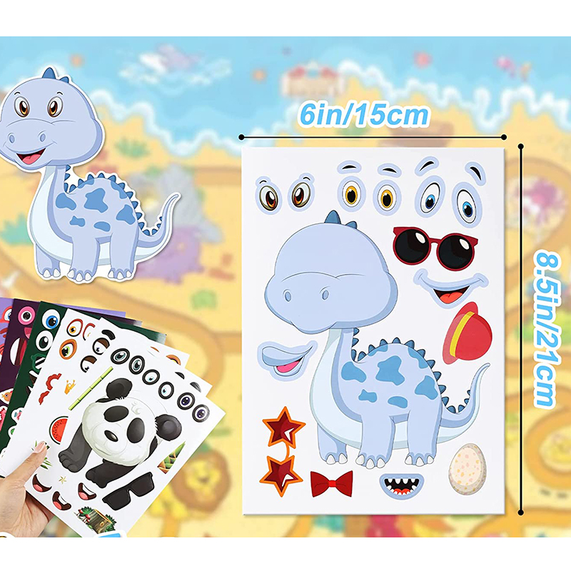 12/24 Sheets Make a Face Stick - Art And Craft Zoo Animals 评论和价格