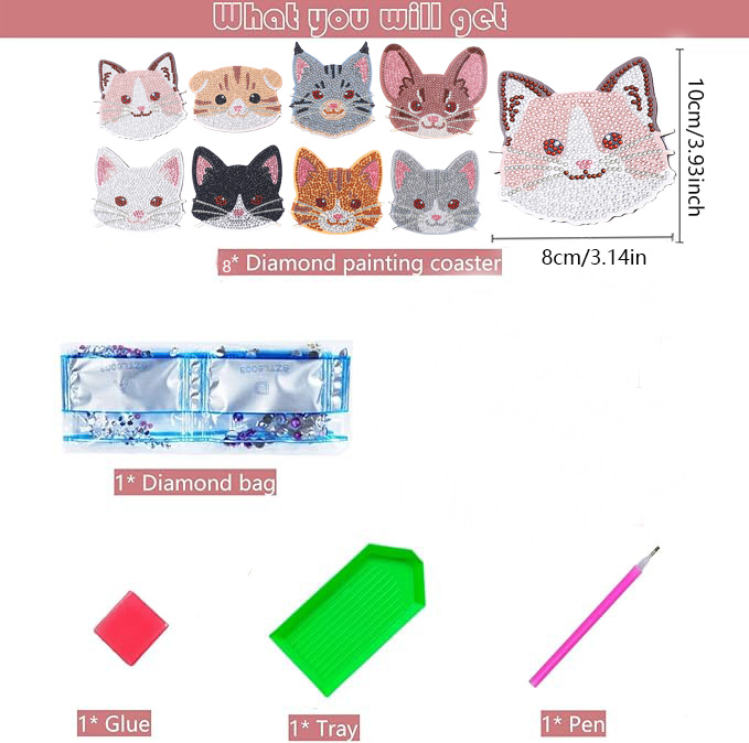 8 Pieces DIY Diamond Painting  - Art Craft Cat 评论和价格