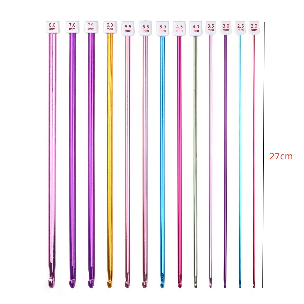 11Pcs/pack Colorful Iron 27cm  - Crochet Hook Set 评论和价格