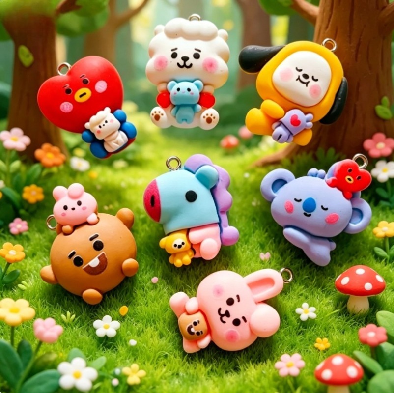 7pcs BT21 Resin Cartoon Charm  - Art Craft Market 评论和价格