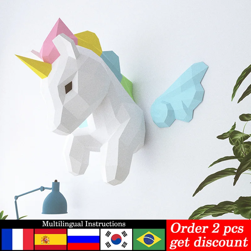 Rainbow Unicorn Animal Wall De - Art Craft Cardboard 评论和价格