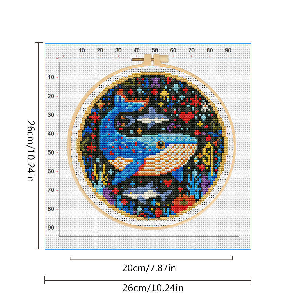 DIY Cross Stitch Whale Embroid - Embroidery Hoop Kit 评论和价格