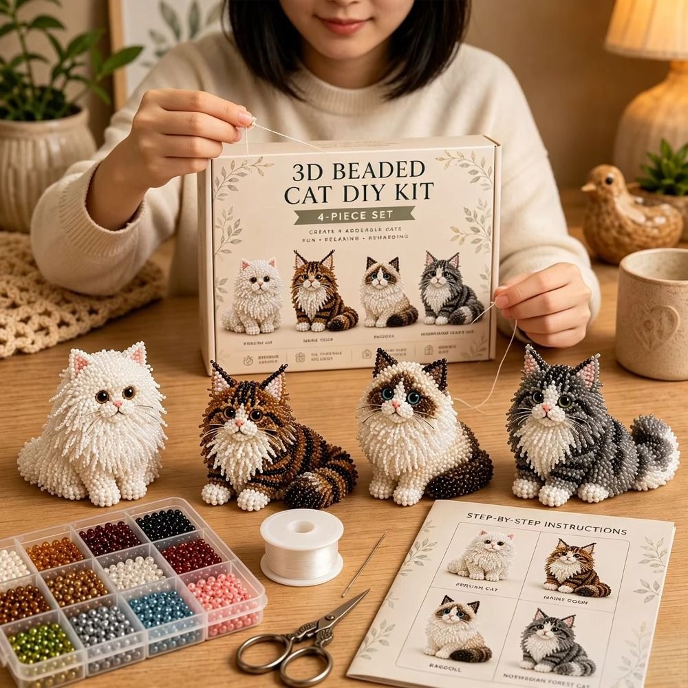 Handmade DIY Animal Bead Embro - Art Craft Cat 评论和价格