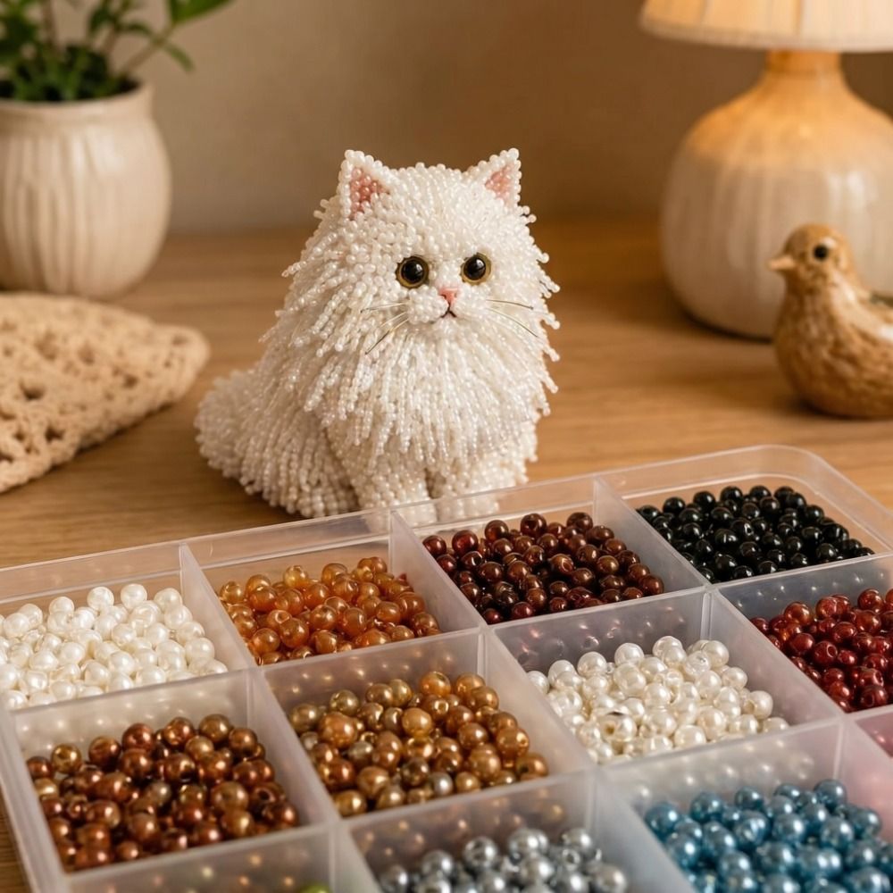 Handmade DIY Animal Bead Embro - Art Craft Cat 评论和价格
