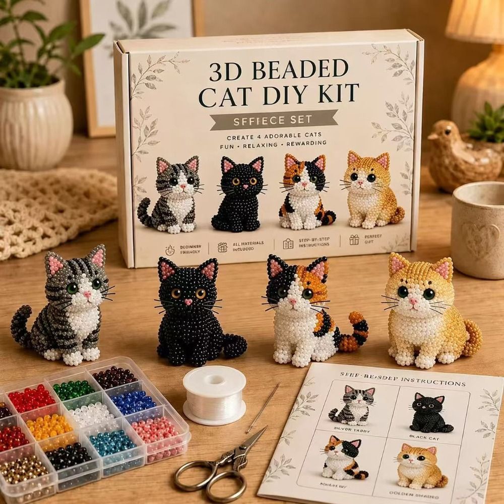 Handmade DIY Animal Bead Embro - Art Craft Cat 评论和价格