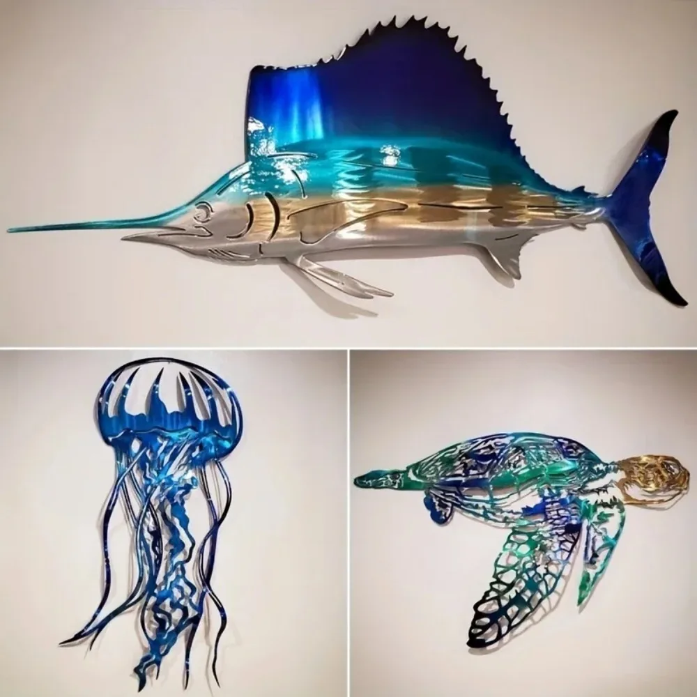 CIFBUY Metal Wall Art Swordfis - Art Craft Jellyfish 评论和价格