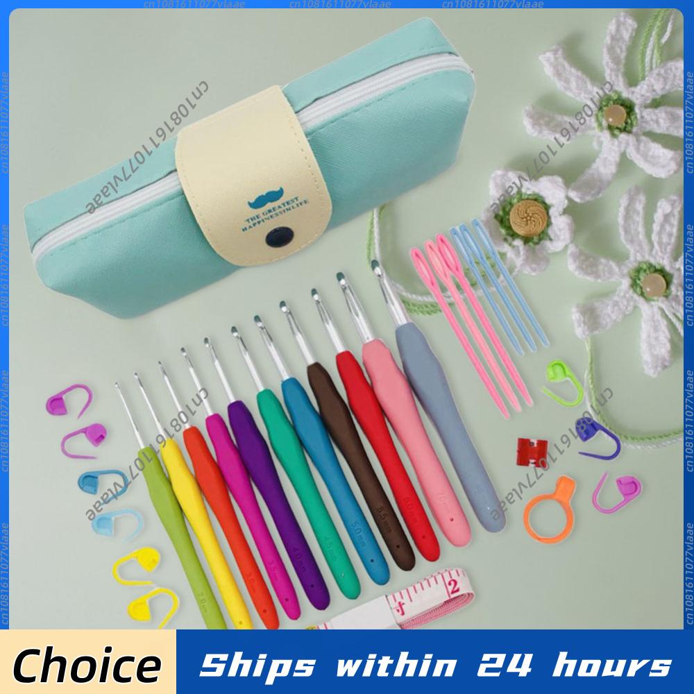 11PCS Colorful Rubber Handle K - Crochet Hook Set 评论和价格