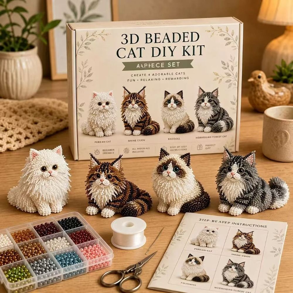 Handmade DIY Animal Bead Embro - Art Craft Cat 评论和价格