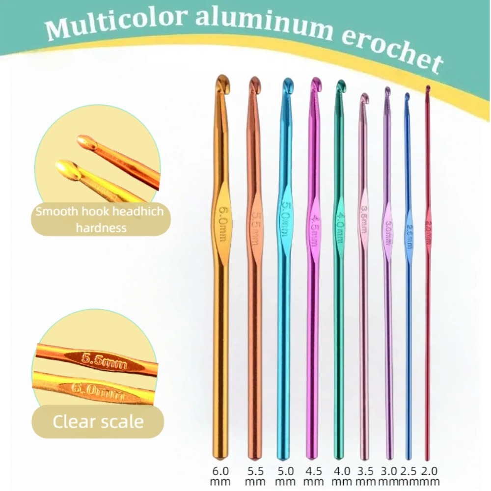 21Pcs Colorful Aluminum Croche - Crochet Hook Set 评论和价格