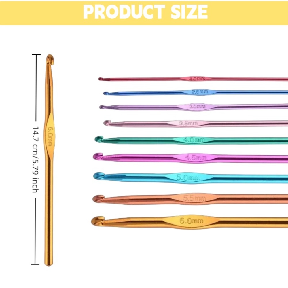 21Pcs Colorful Aluminum Croche - Crochet Hook Set 评论和价格