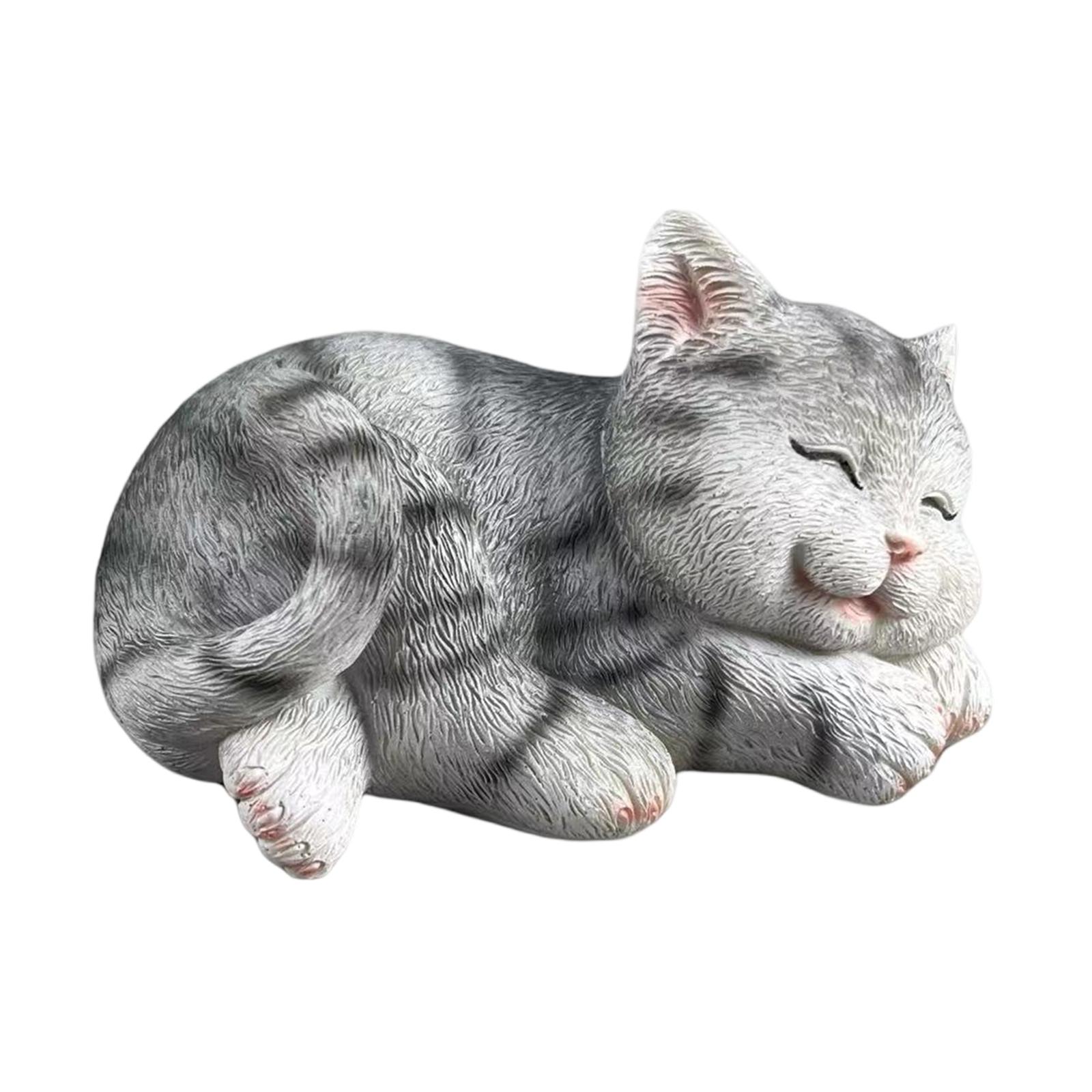 Cat Figurine Garden Statue Cre - Art Craft Cat 评论和价格